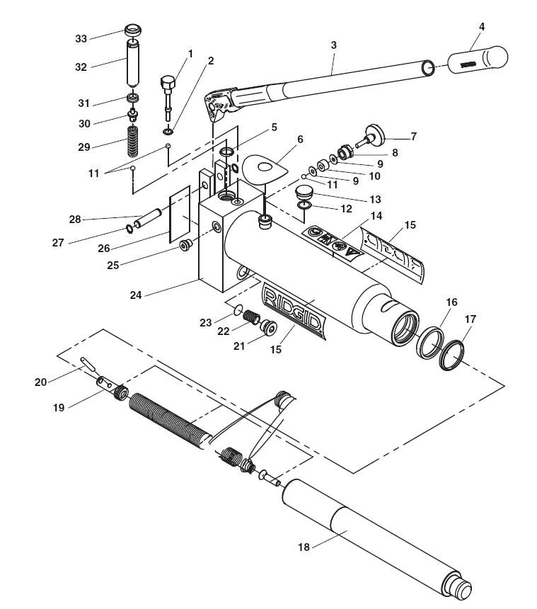 Hydraulic Pump Diagram and Parts List for HB382 36518 Ridgid Pipe Tools