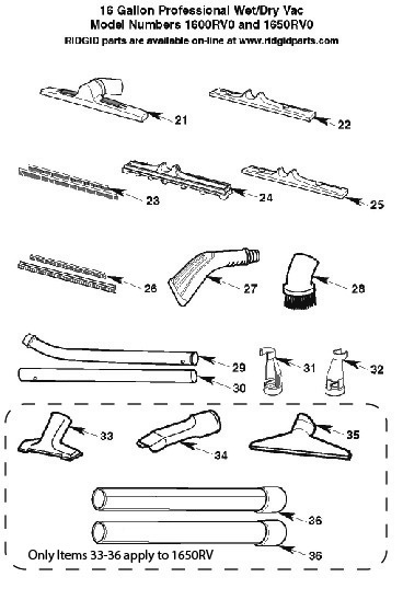 1650rv Vac Assembly Continued Diagram and Parts List for AM2265  Ridgid Industrial Fan / Circulator