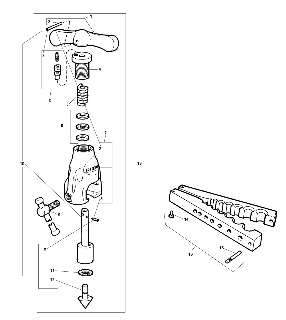 Fig-0 Diagram and Parts List for 458J  Ridgid Miscellaneous