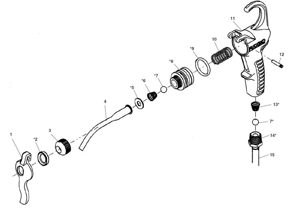 No. 4 Pump Gun With Hose Diagram and Parts List for 418 73442 Ridgid Pipe Tools
