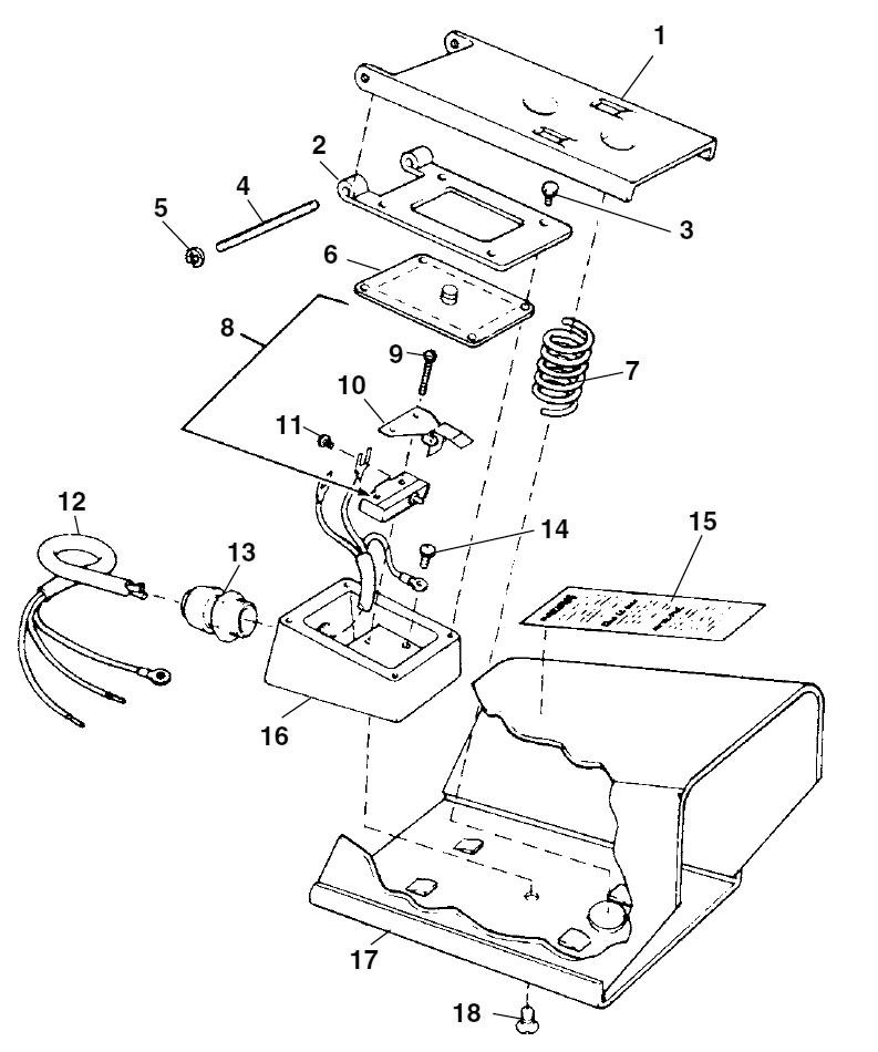 B-293 Footswitch For 1224 Diagram and Parts List for 29863  Ridgid Pipe Tools