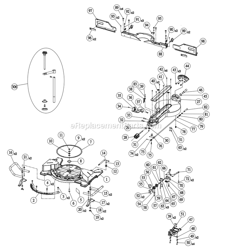 Page A Diagram and Parts List for R4241  Ridgid Miter Saw