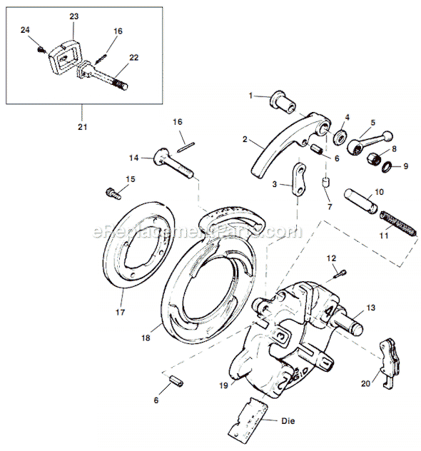 Page A Diagram and Parts List for 815A  Ridgid Threading Die