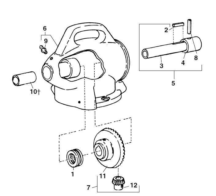 Bevel Gear And Related Parts Diagram and Parts List for K-50-4 58960 Ridgid Drain Cleaner