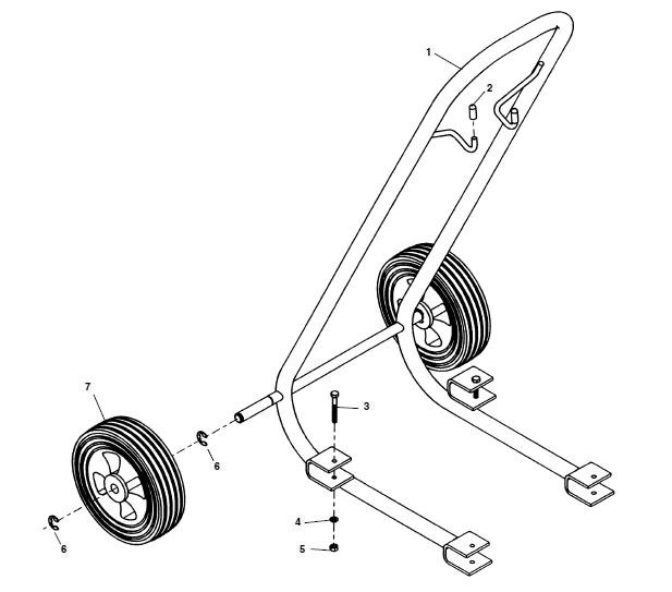 Transport Cart Components Diagram and Parts List for K-3800 W (C-32)(61482) Ridgid Drain Cleaner
