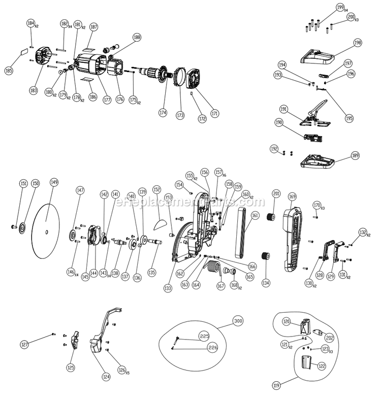 Page C Diagram and Parts List for R4231  Ridgid Miter Saw