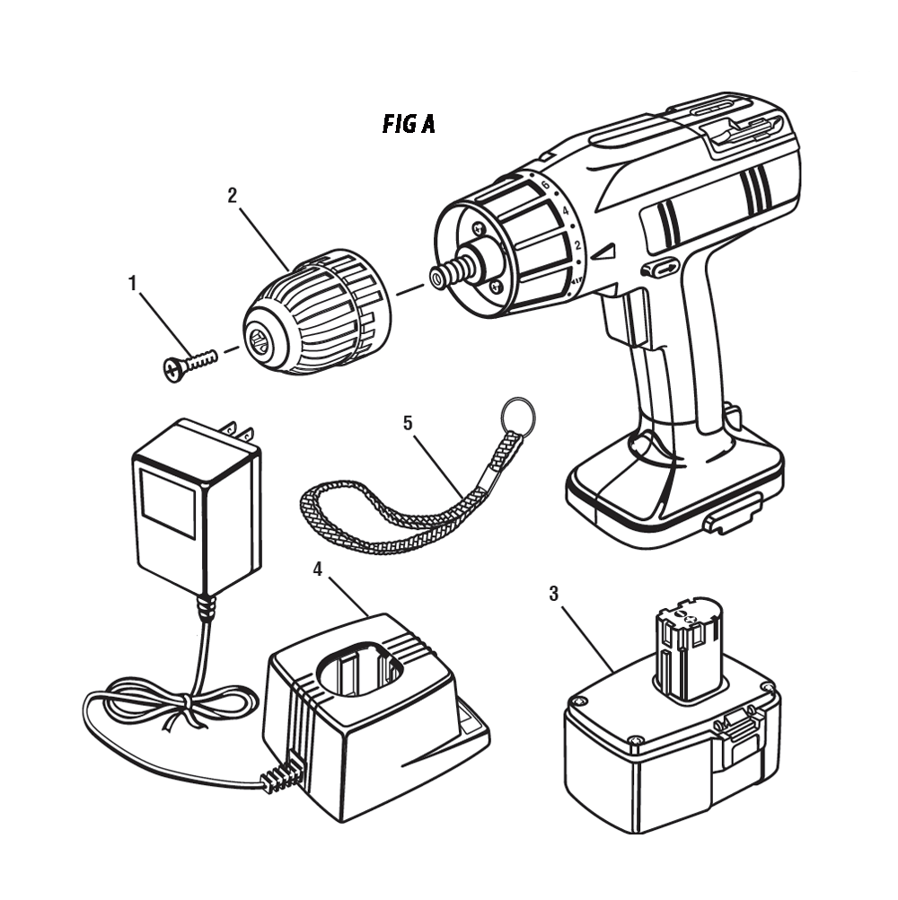 Fig-0 Diagram and Parts List for 973114140  Ridgid Cordless Drill