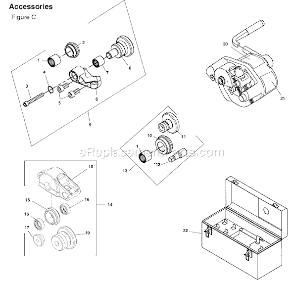 Page C Diagram and Parts List for 915  Ridgid Pipe Tools