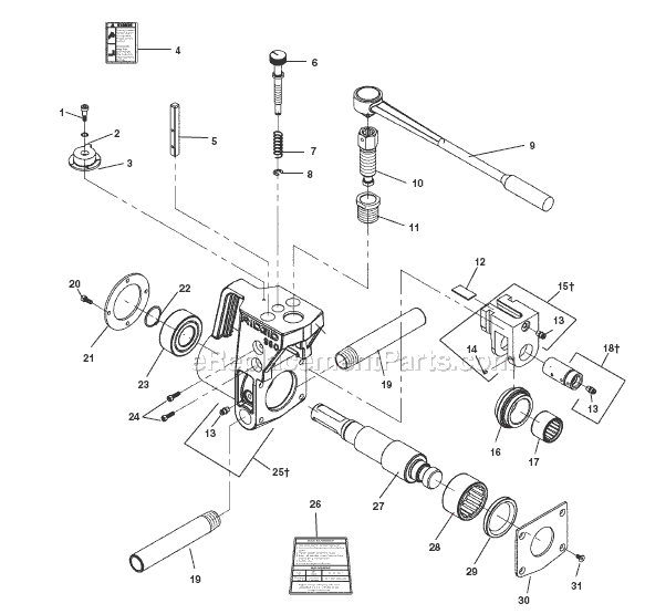 Page A Diagram and Parts List for 960  Ridgid Pipe Tools