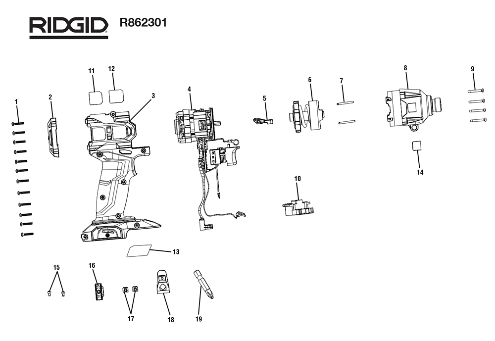 Fig-0 Diagram and Parts List for R862301  Ridgid Wrench