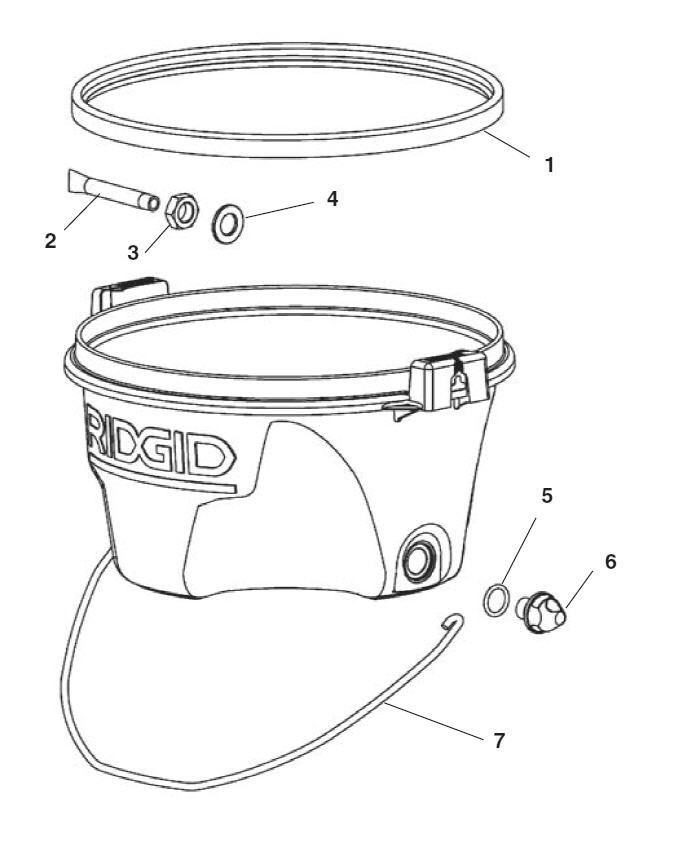 418 Bucket Assembly Diagram and Parts List for 418 73442 Ridgid Pipe Tools