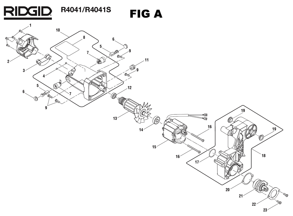 Fig-1 Diagram and Parts List for R4041S  Ridgid Saw