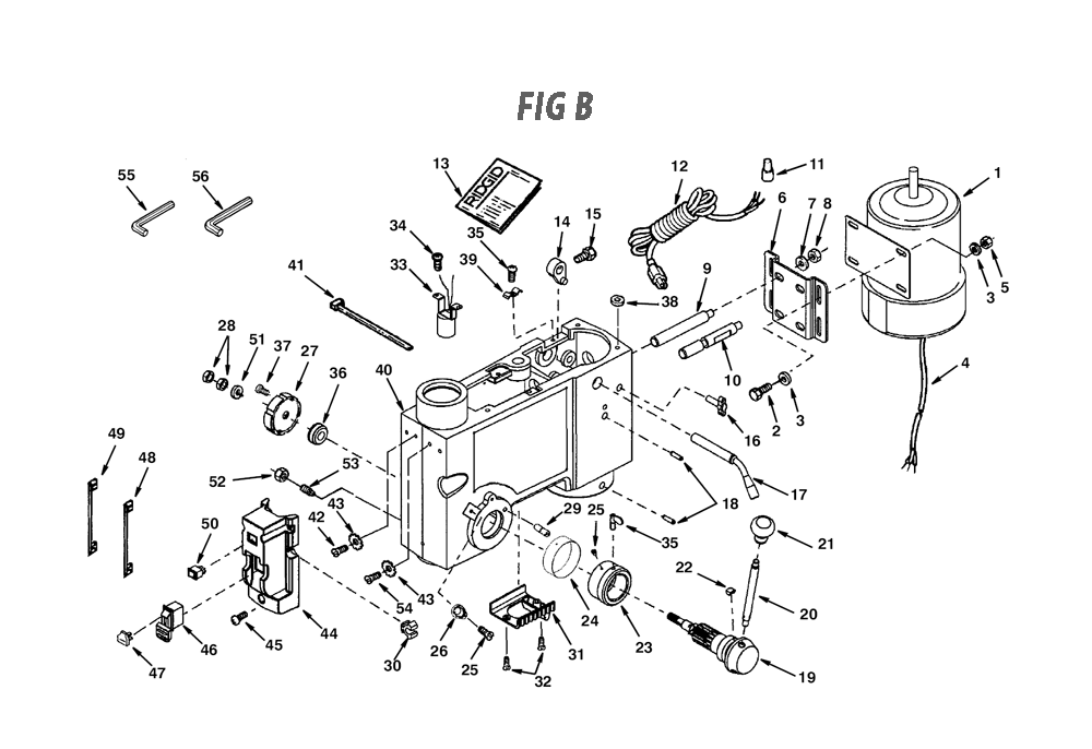 Fig-1 Diagram and Parts List for DP1550  Ridgid Drill Press