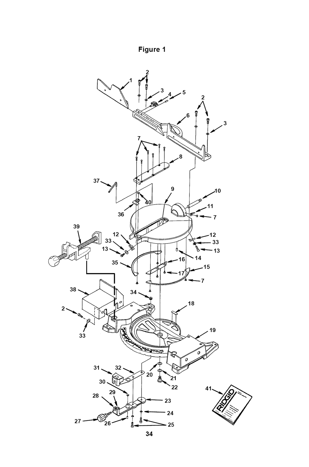 Fig-0 Diagram and Parts List for MS1250  Ridgid Saw