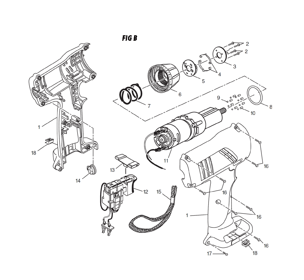 Fig-1 Diagram and Parts List for 97311347  Ridgid Cordless Drill