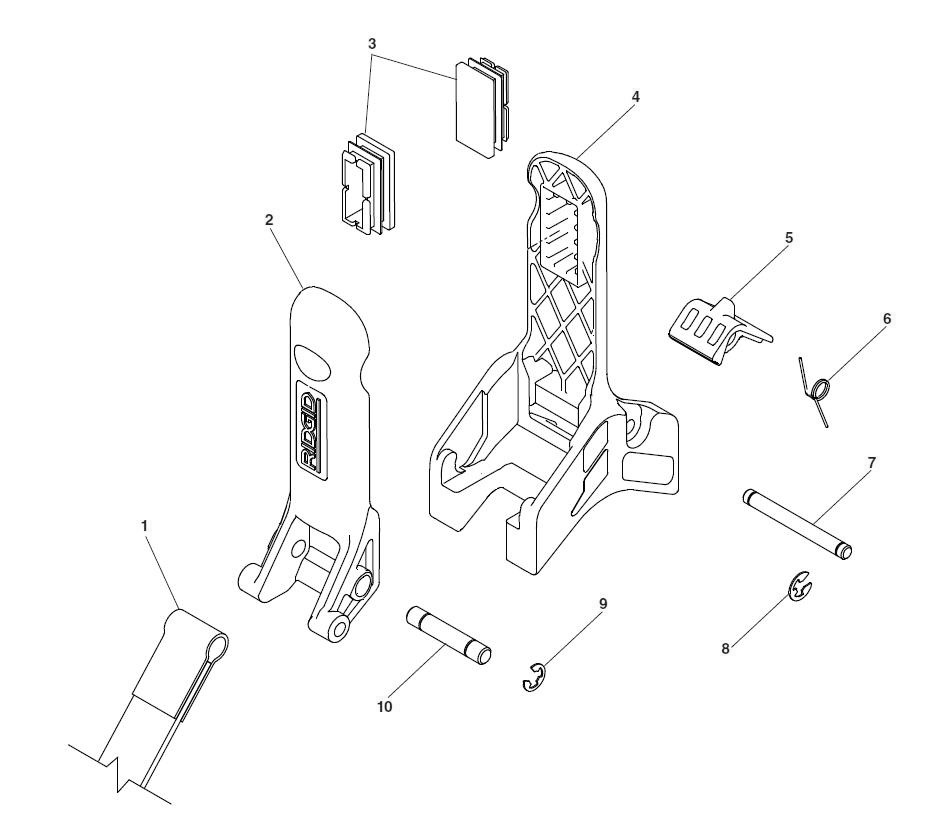 Straplock Pipe Handle Diagram and Parts List for 42478  Ridgid Pipe Tools