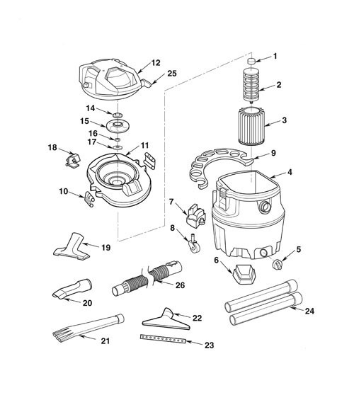 Wd16800 Vac Assembly Diagram and Parts List for AM2265  Ridgid Industrial Fan / Circulator