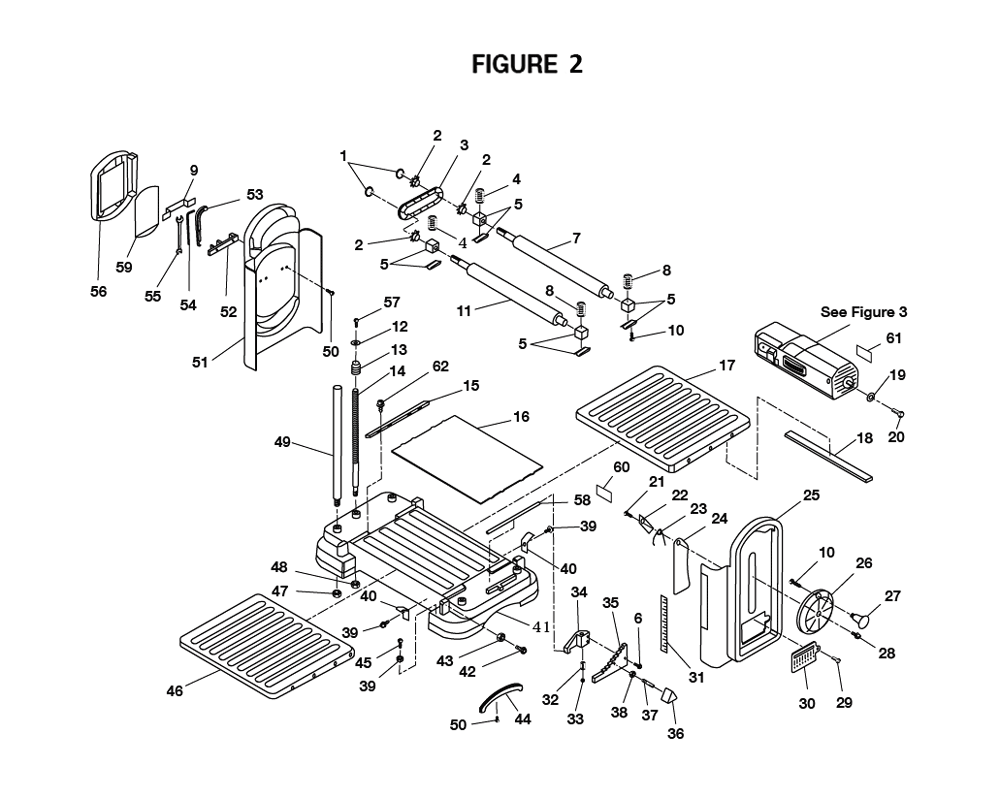 Fig-3 Diagram and Parts List for TP1300LS  Ridgid Planer Jointer