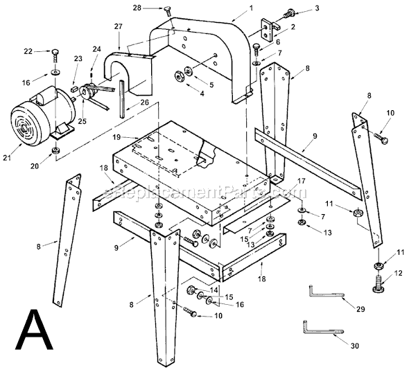 Page A Diagram and Parts List for BS14000  Ridgid Band Saw