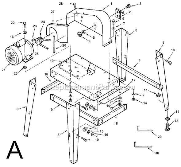 Page A Diagram and Parts List for BS14001  Ridgid Band Saw