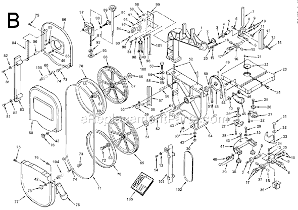 Page B Diagram and Parts List for BS14001  Ridgid Band Saw