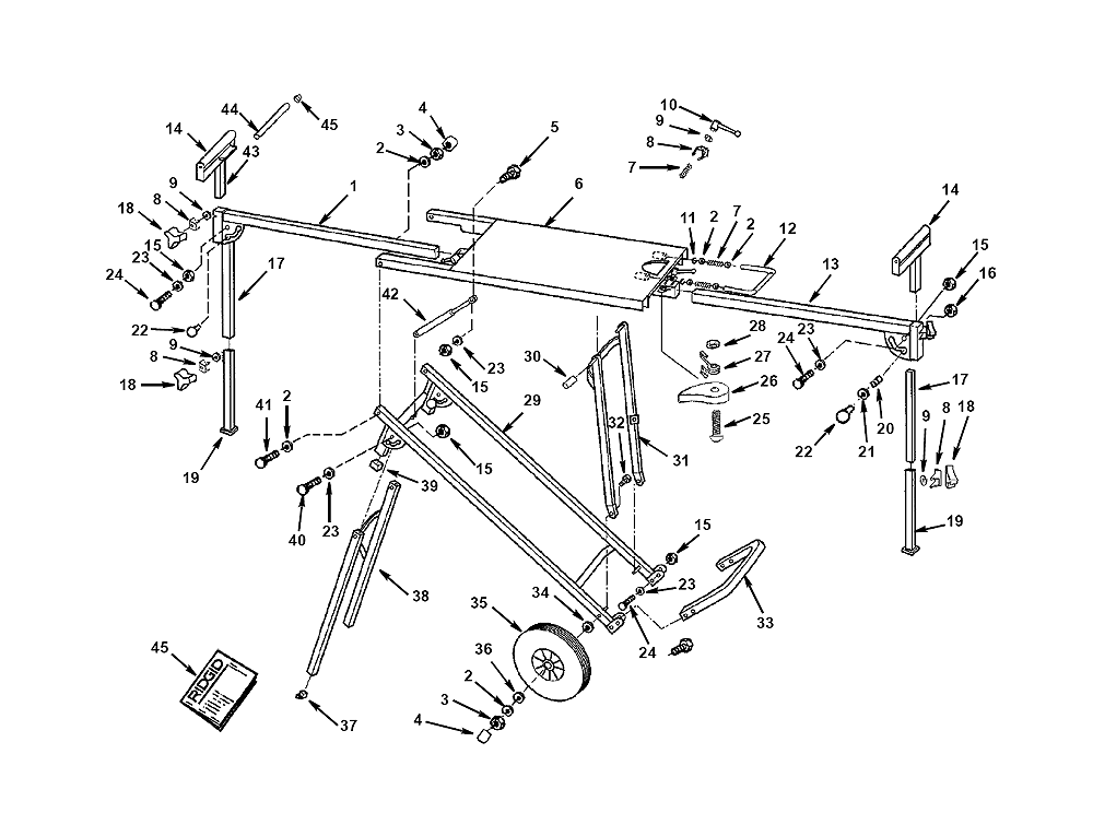 Fig-0 Diagram and Parts List for MSUV  Ridgid Tool Stand & Cart