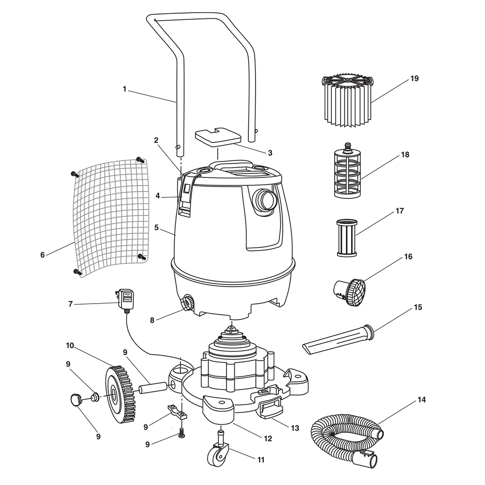 Fig-0 Diagram and Parts List for 1650RV  Ridgid Utility Vacuum