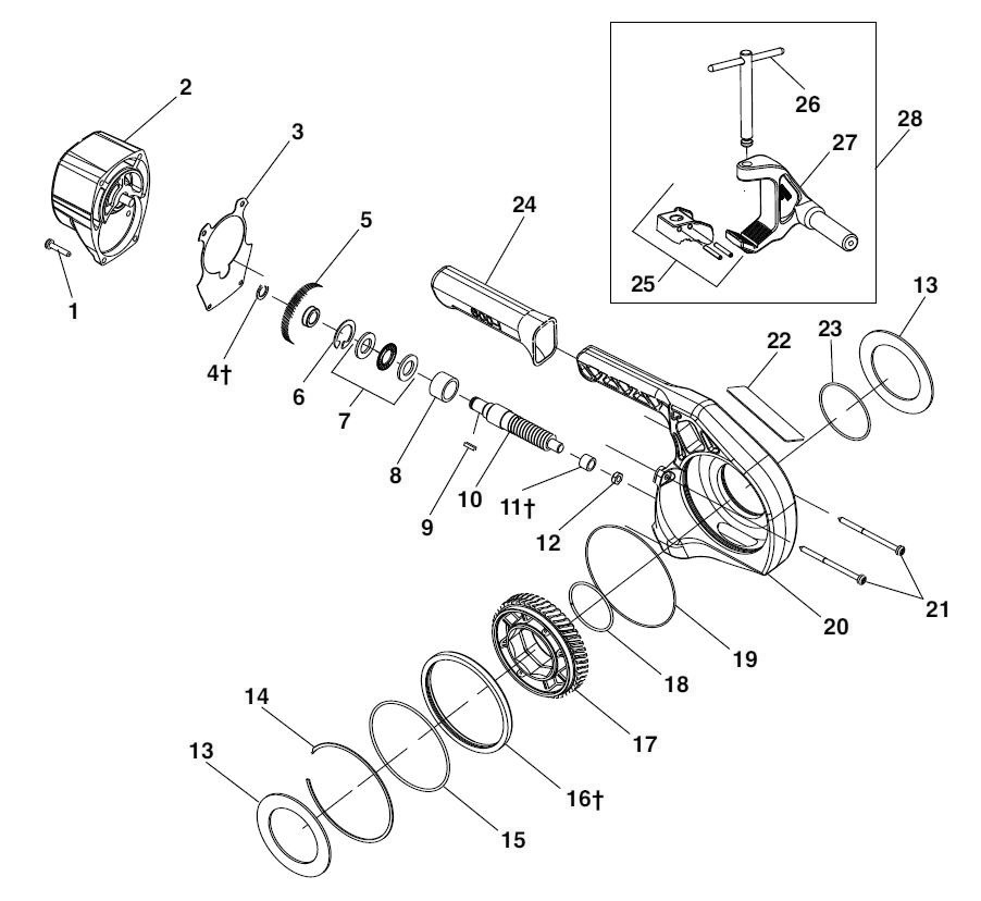 Gearhead 2 Diagram and Parts List for 600-I 44918 Ridgid Pipe Tools