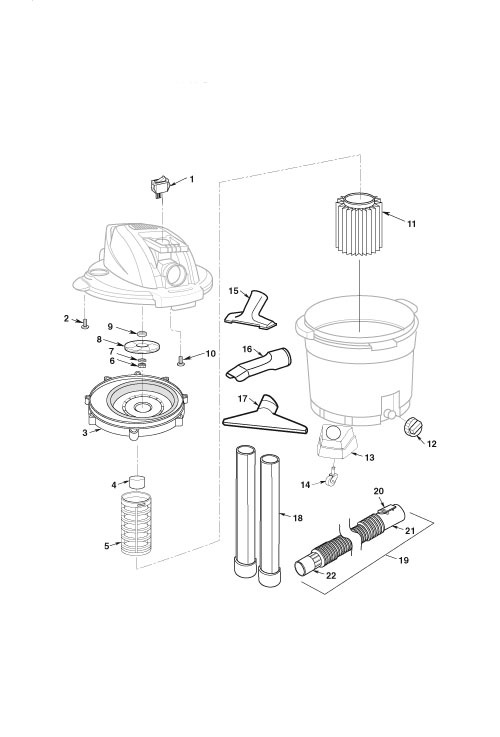 Wd12500 Vac Assembly Diagram and Parts List for AM2265  Ridgid Industrial Fan / Circulator