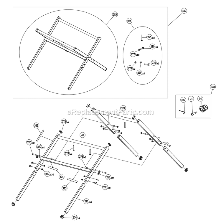 Page D Diagram and Parts List for R4540  Ridgid Table Saw
