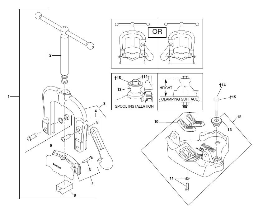 23a Bench Yoke Vise Diagram and Parts List for 40090  Ridgid Pipe Tools