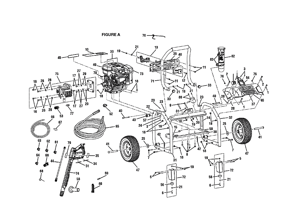 Fig-0 Diagram and Parts List for RD80763TR  Ridgid Pressure Washer