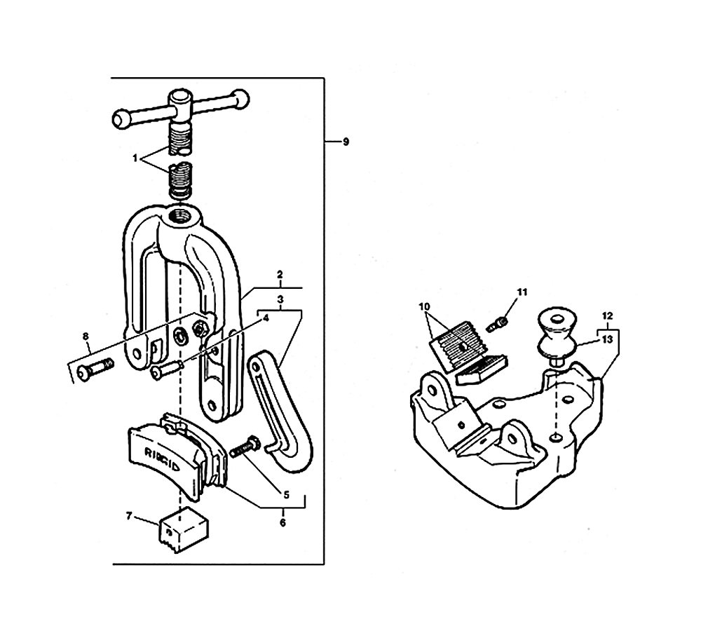 Fig-0 Diagram and Parts List for 25-BENCH-VISE  Ridgid Vise