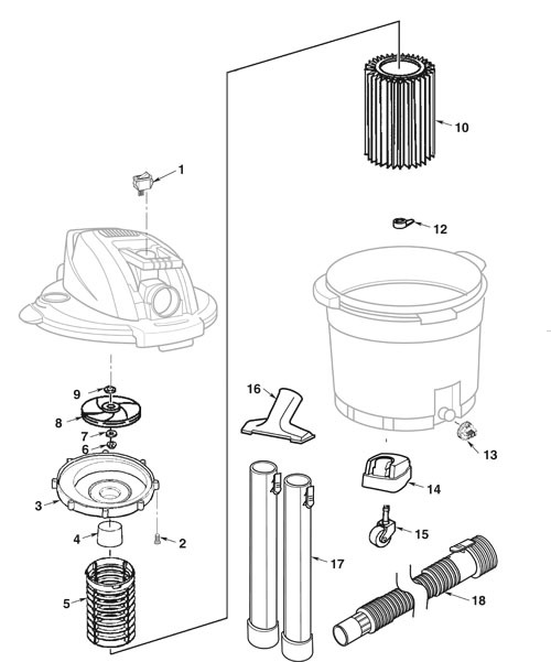 Wd12780 Vac Assembly Diagram and Parts List for AM2265  Ridgid Industrial Fan / Circulator
