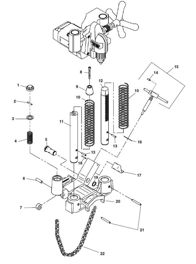 Main Components Diagram and Parts List for HC-300-J 76792 Ridgid Pipe Tools