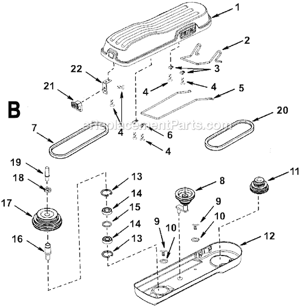 Page B Diagram and Parts List for DP15500  Ridgid Drill Press