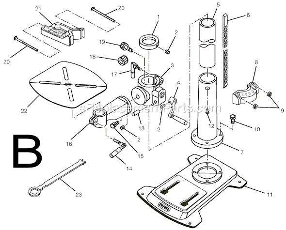 Page B Diagram and Parts List for DP15501  Ridgid Drill Press
