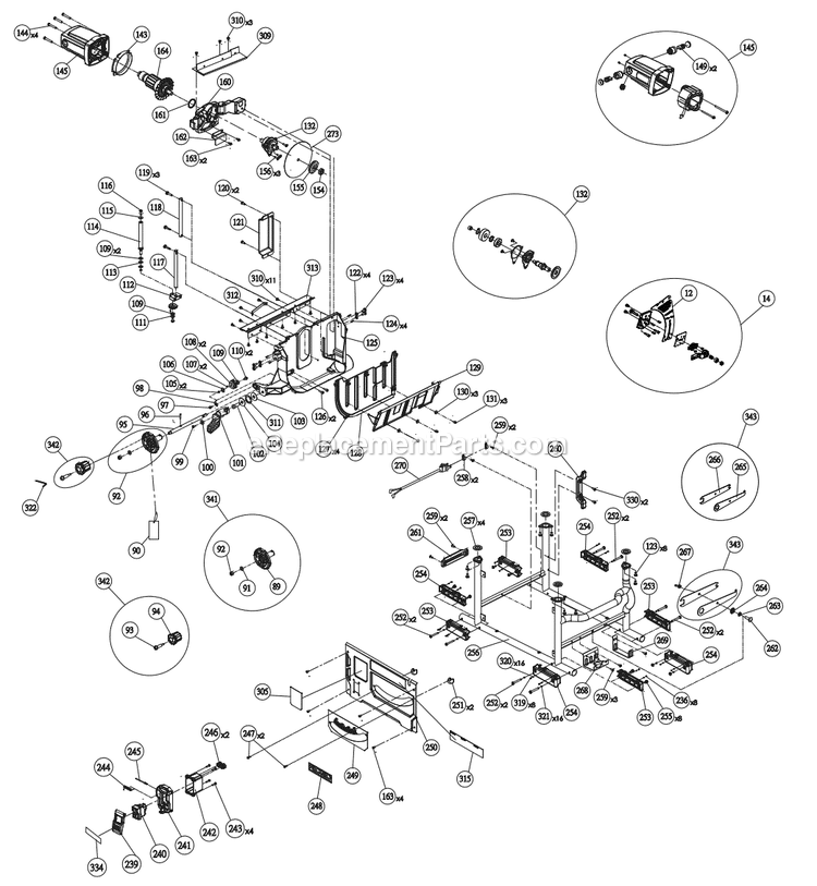 Page B Diagram and Parts List for R4550  Ridgid Table Saw