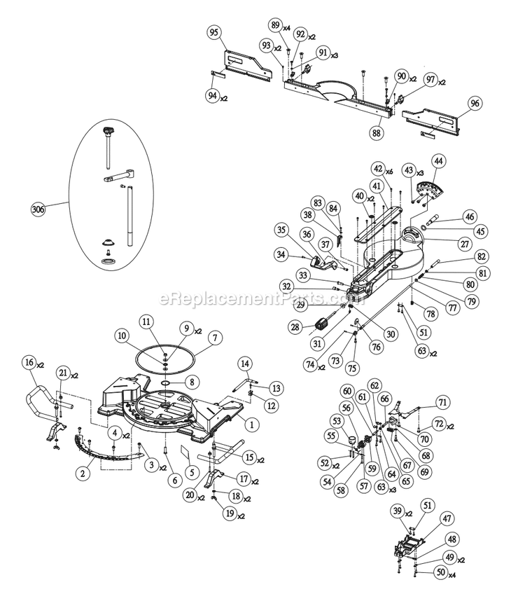Page D Diagram and Parts List for R4251  Ridgid Miter Saw