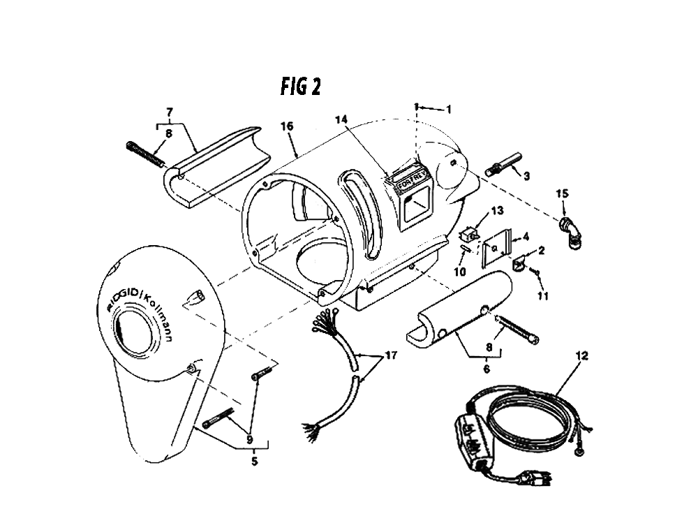 Fig-1 Diagram and Parts List for K-75  Ridgid Drain Cleaner