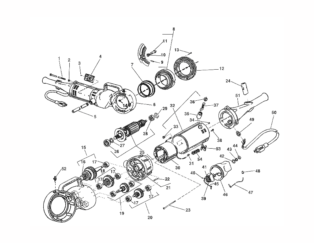 Fig-0 Diagram and Parts List for 700-POWER-DRIVE  Ridgid Pipe Tools