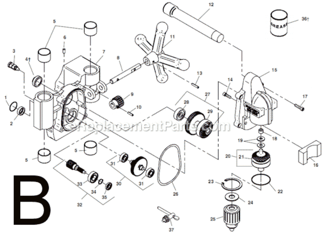 Page B Diagram and Parts List for HC-300  Ridgid Router