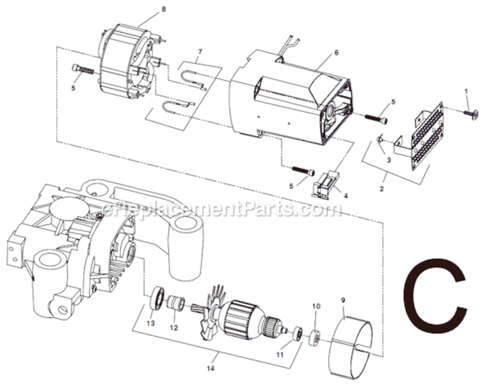 Page C Diagram and Parts List for HC-450  Ridgid Router