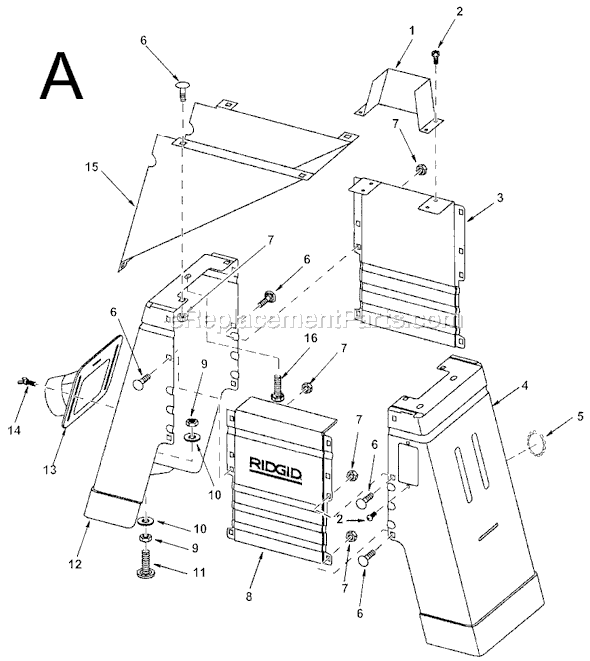Page A Diagram and Parts List for JP06100  Ridgid Planer Jointer