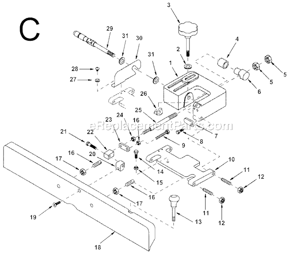 Page C Diagram and Parts List for JP06100  Ridgid Planer Jointer