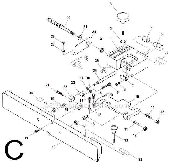 Page C Diagram and Parts List for JP06101  Ridgid Planer Jointer