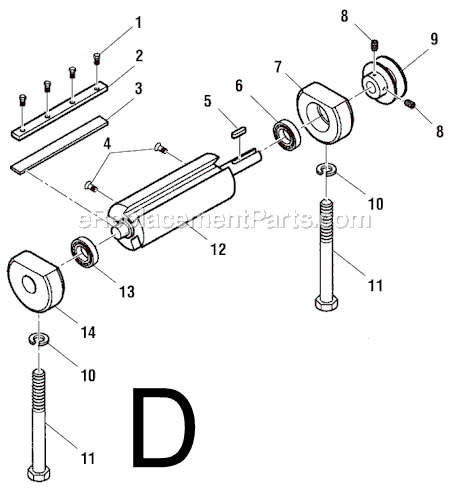 Page D Diagram and Parts List for JP06101  Ridgid Planer Jointer