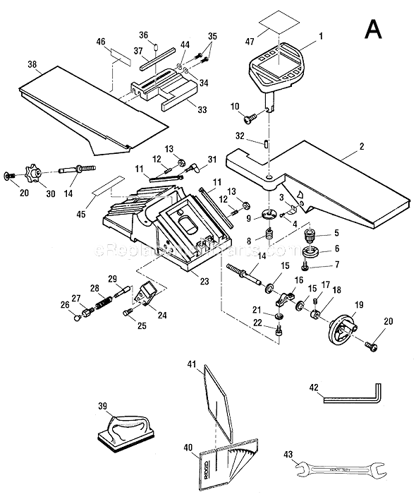 Page A Diagram and Parts List for JP0610  Ridgid Planer Jointer