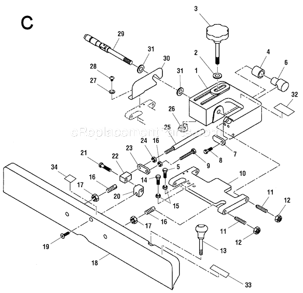 Page C Diagram and Parts List for JP0610  Ridgid Planer Jointer