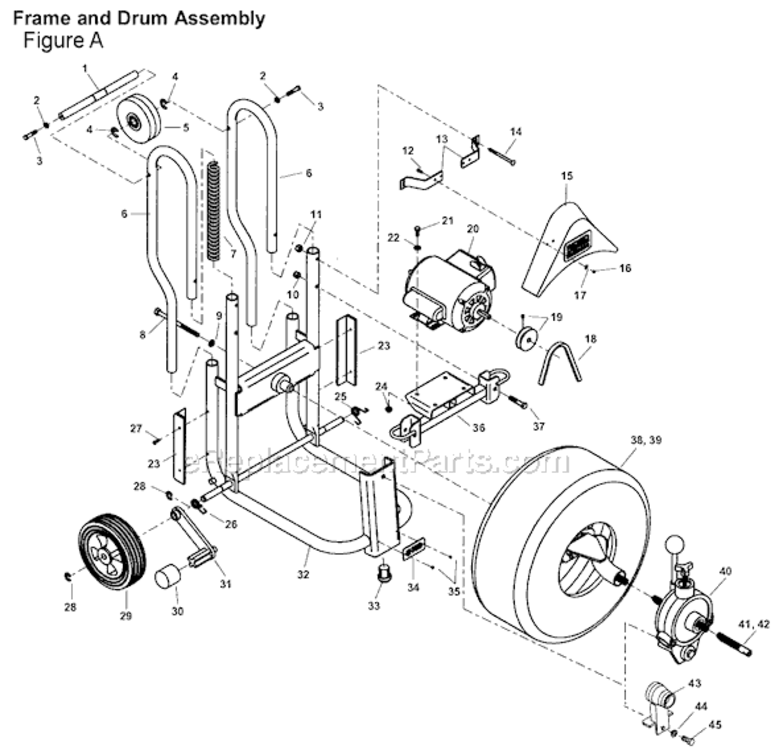 Page A Diagram and Parts List for K-750  Ridgid Drain Cleaner